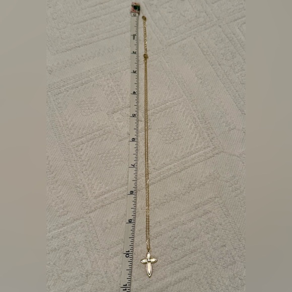 Necklace & cross pendant - 925 gold plated mother of pearl cross - 16-18”L - New - Picture 8 of 13